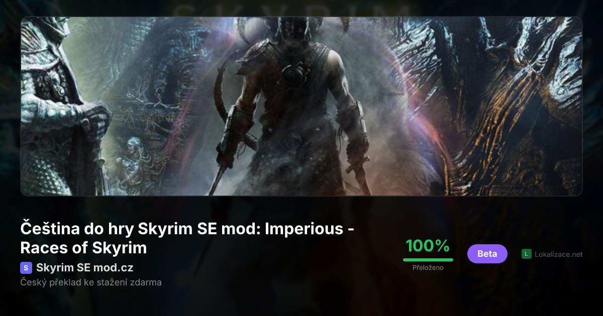 Čeština do Skyrim SE mod: Imperious - Races of Skyrim - Stáhnout zdarma ...