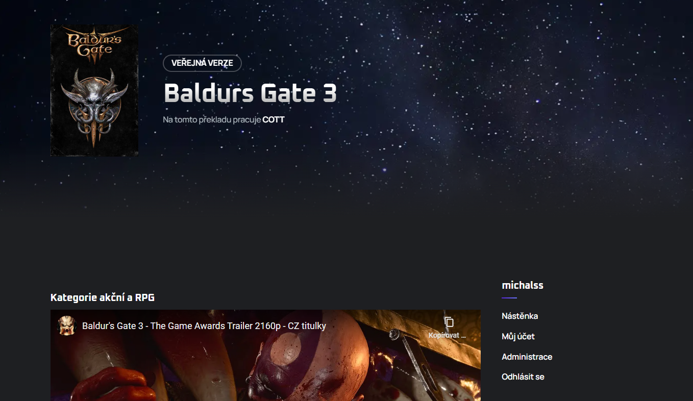 Hlášení o stavu Baldur's Gate 3