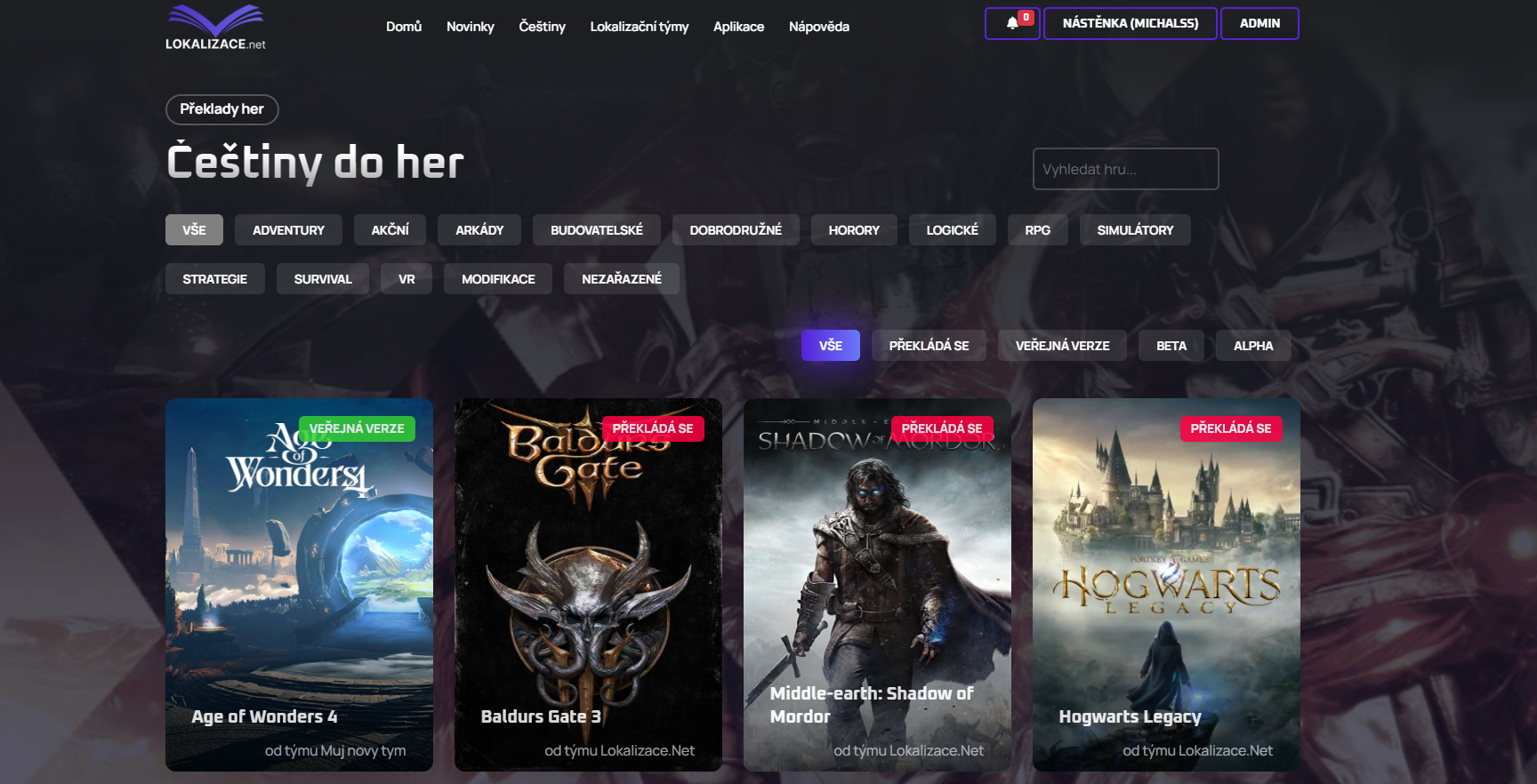 Spuštění stránek a důležité info